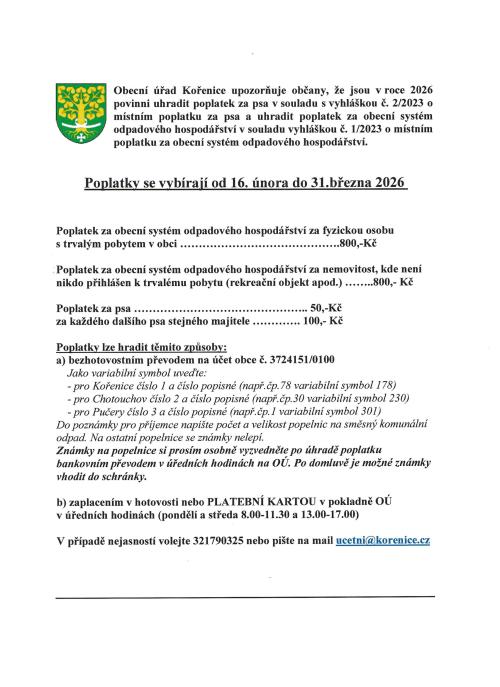 poplatky 2026